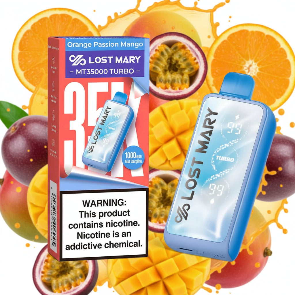 Lost Mary vape device and packaging on a white background