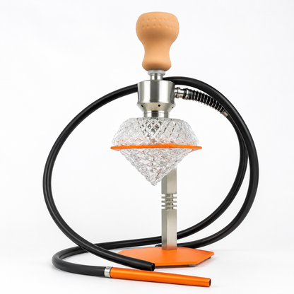 Premium Orange Diamond Glass Hookah with Silicone Hose