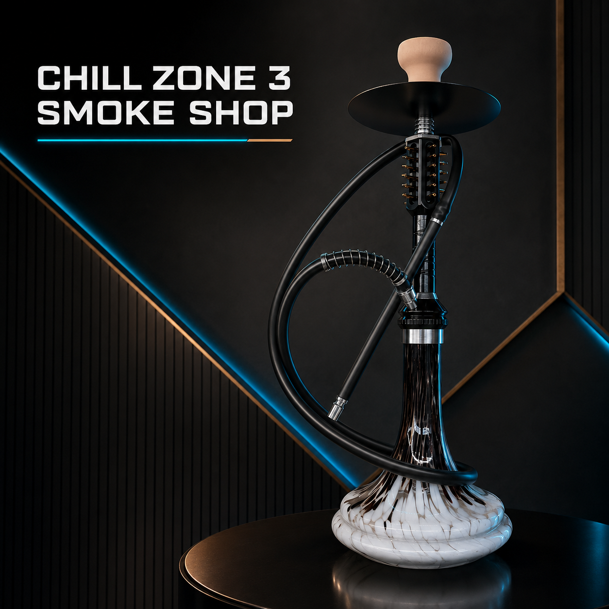 Ayaton Premium Marbled Glass Hookah with Flexible Hose