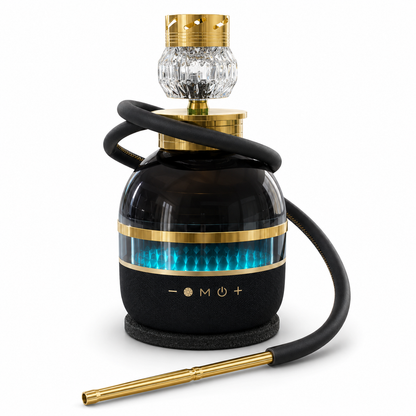 Premium Black & Gold Hookah with Bluetooth Speaker and LED Lights
