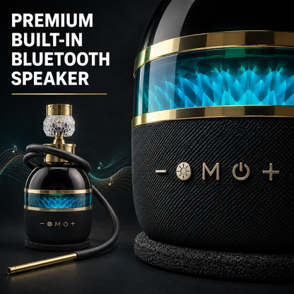 Premium Black & Gold Hookah with Bluetooth Speaker and LED Lights