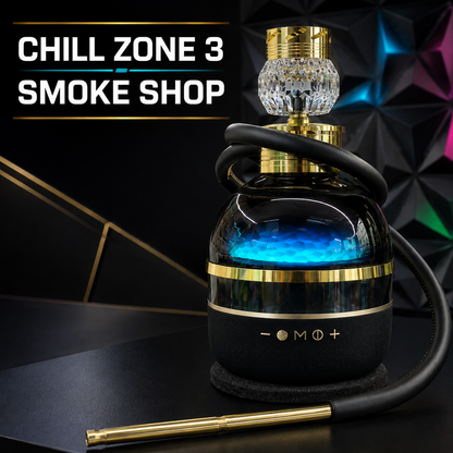 Premium Black & Gold Hookah with Bluetooth Speaker and LED Lights