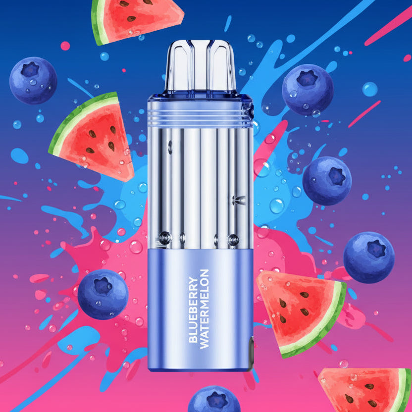 Blueberry watermelon vape pen on a white background