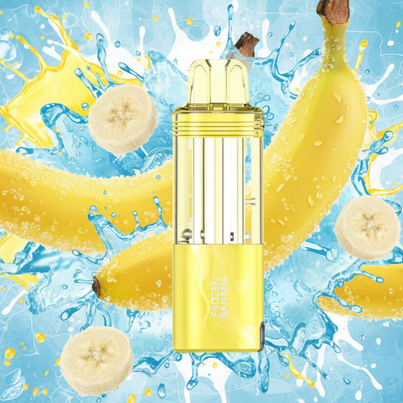 Yellow vape device with packaging labeled 'FOGER' on a white background