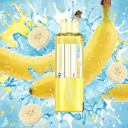 Yellow vape device with packaging labeled 'FOGER' on a white background