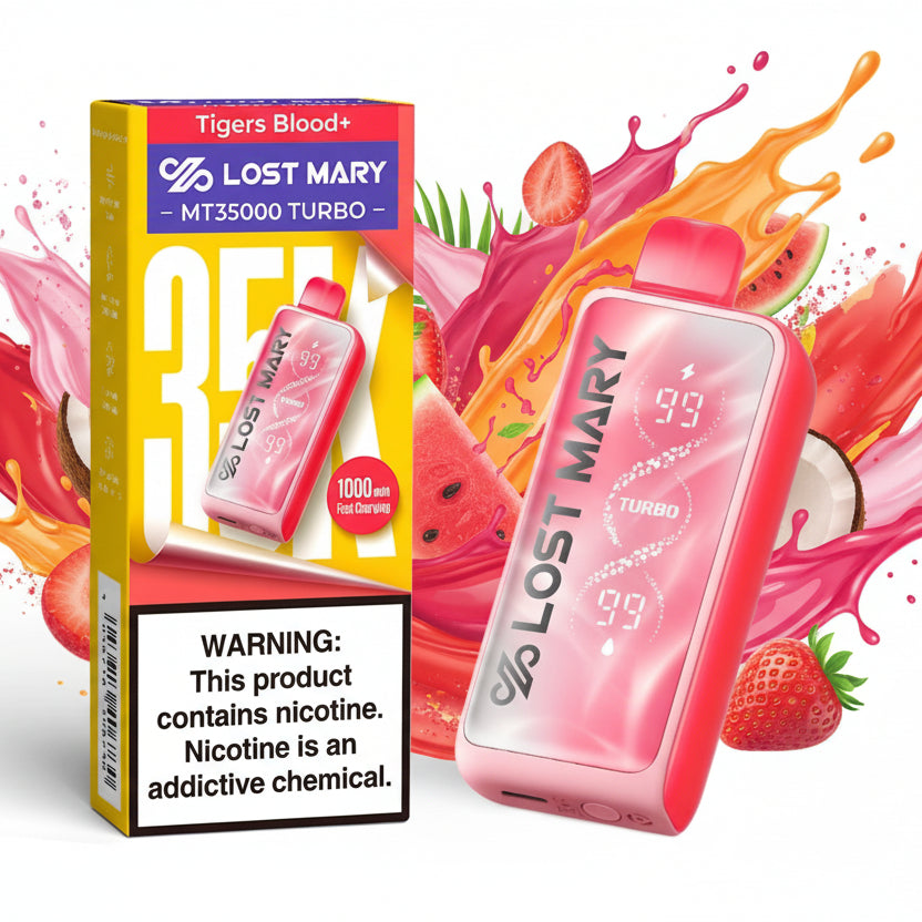 Lost Mary MT35000 Turbo vape device with packaging on a white background
